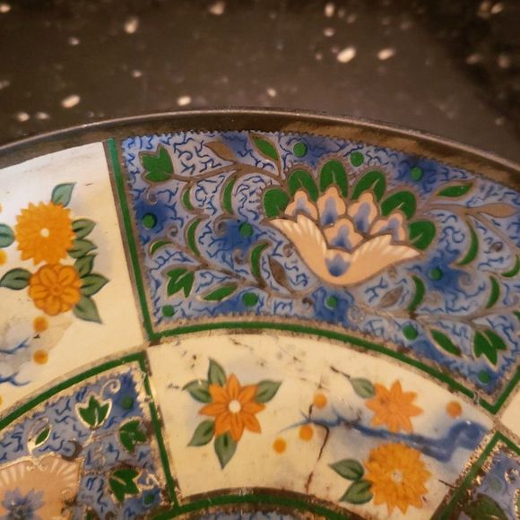 Canton Compote Metal Tin Pedestal Bowl Baret Ware England 1954 Vintage (AS IS) - Picture 6 of 13